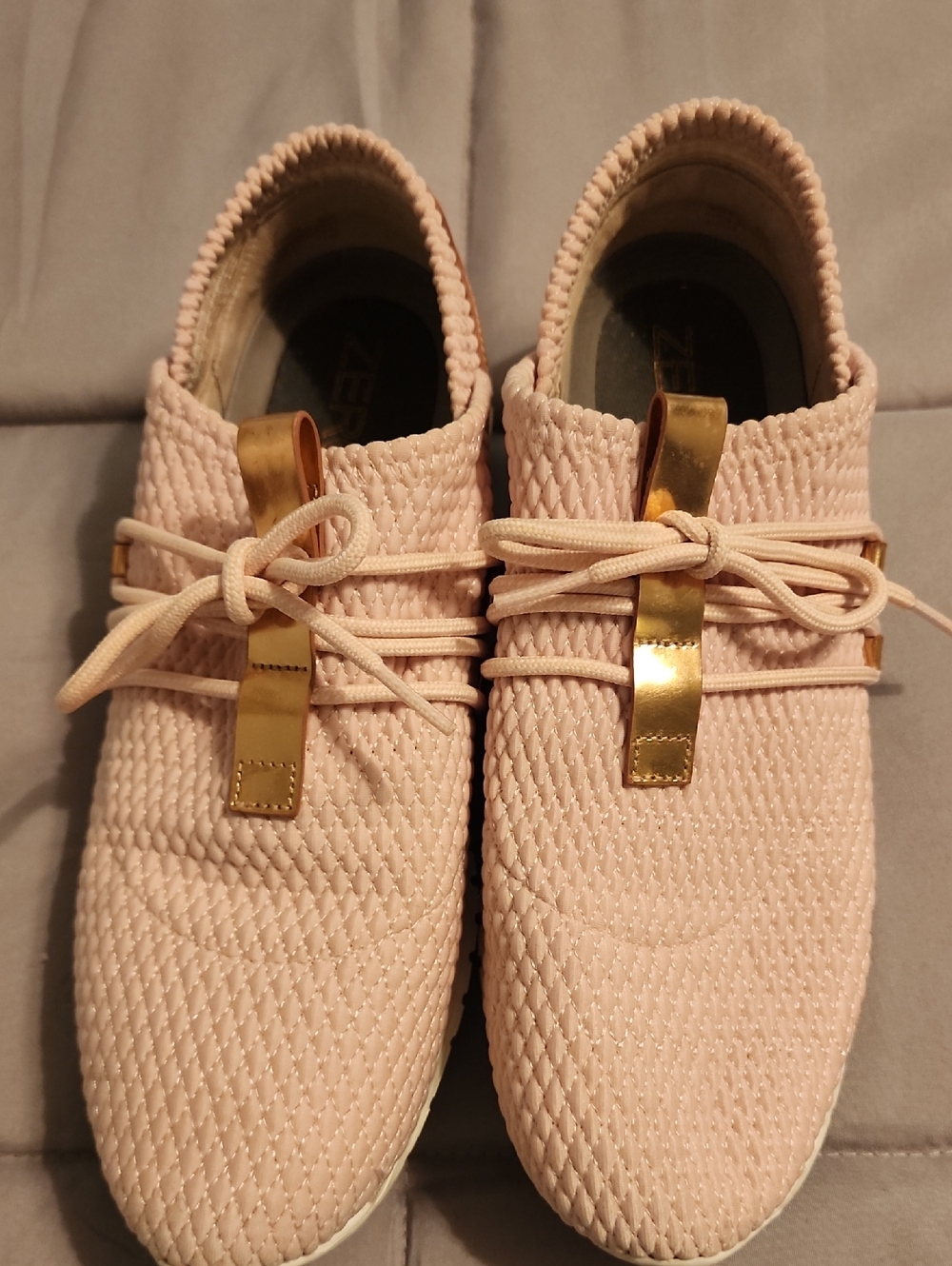 Cole Haan Blush Quilted Slip-On Sneakers with Gold Accent